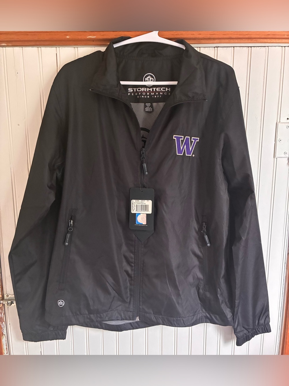 Storm Black Men’s Windbreaker Jacket with Purple 'W' Logo